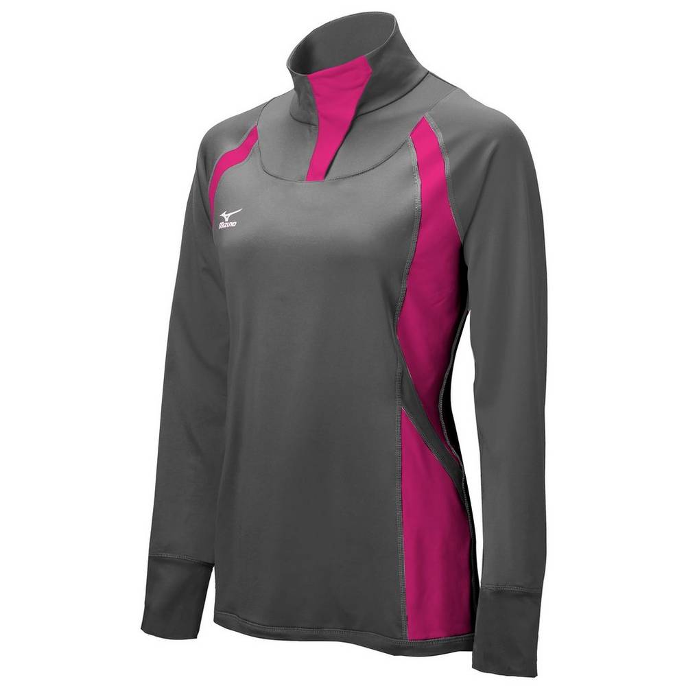 Mizuno Women's Nine Collection: Drive Half-Zip Jacket Grey/Pink/Black (440423-EVB)